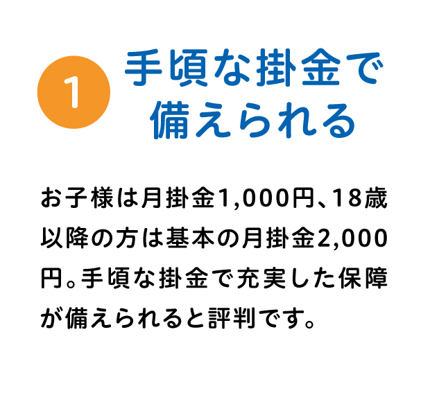 手頃な掛金で備えられる